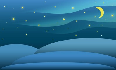 Background with northern lights, snow drifts, moon and stars that glow beautifully in the sky. Can be used for backgrounds, websites