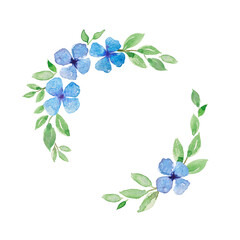 Floral ornament painted by watercolor