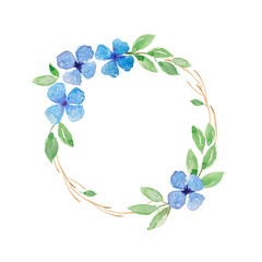 Floral ornament painted by watercolor