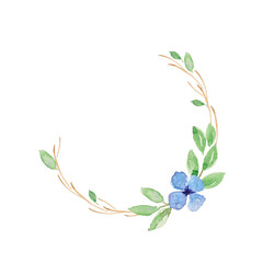 Floral ornament painted by watercolor