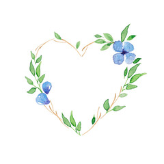 Floral ornament painted by watercolor