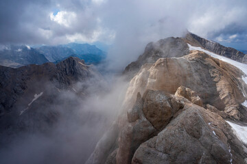 View of the Marmolada massif. Dolomites. Italy.