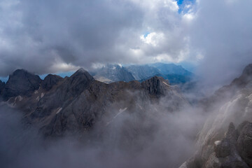 View of the Marmolada massif. Dolomites. Italy.