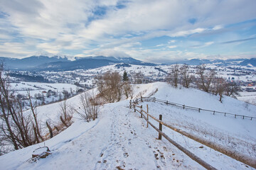 Beautiful winter landscape in mountains