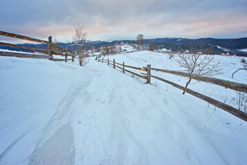 Beautiful winter landscape in mountains