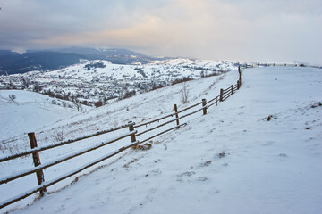 winter view of the city in the carpathians