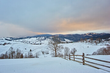 Fototapeta na wymiar Beautiful winter landscape in mountains