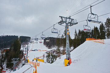Fototapeta na wymiar Beautiful view of Carpathian mountain ski resort