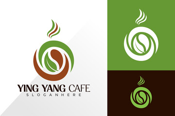 Ying Yang cafe shop logo vector design. Abstract emblem, designs concept, logos, logotype element for template