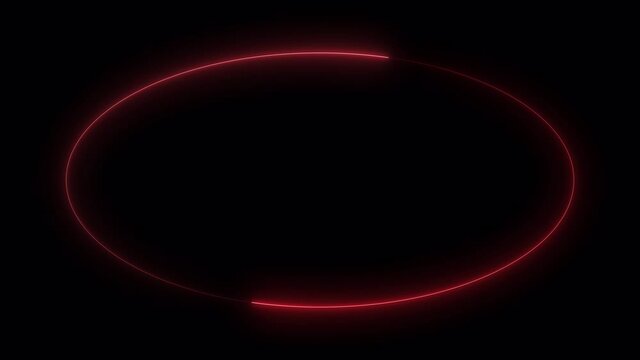 Abstract seamless looping ellipse electricity light frame animation background. Alpha channel included. Glowing blue colored moving frame of energy, neon, smoke on black background.