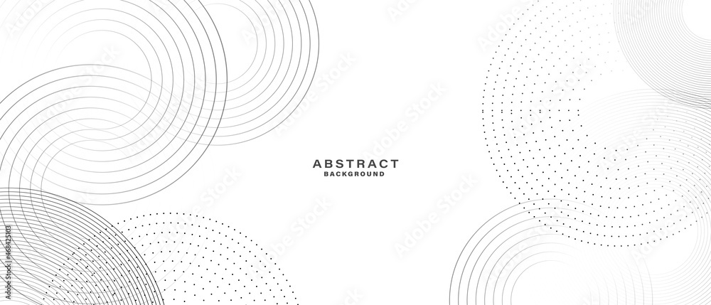 Poster abstract white background with black circle rings. digital future technology concept. vector illustr