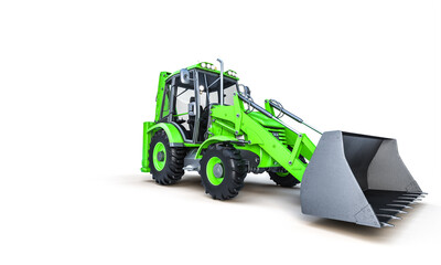 bulldozer saw with large shovel on a white background. © tiero