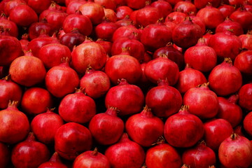 Stocked red pomegranates