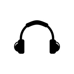 DJ Headphones, Music Gadget, Headset. Flat Vector Icon illustration. Simple black symbol on white background. DJ Headphones, Music Gadget, Headset sign design template for web and mobile UI element.