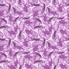 Watercolor seamless pattern with toucan. Exotic botanical jungle wallpaper with tropical bird and leaves. Bright summer pattern background.	