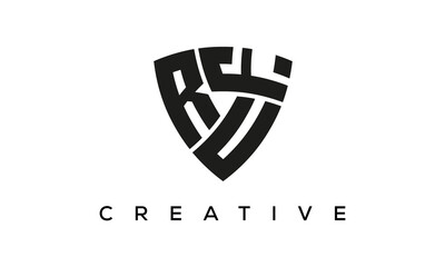 RUF letters logo, security Shield logo vector	