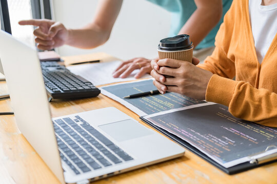 Programmer working in a software development and coding technologies. Website design.Technology concept.