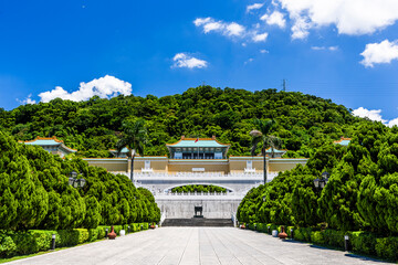 Building view of the Entrance of the Taiwan National Palace Museum in Taipei, Taiwan. This is a...