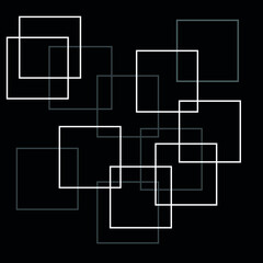 abstract squares on a black background. Stylish print.