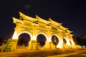 Fototapeta na wymiar The main gate of the National Taiwan Democracy Memorial Hall ( National Chiang Kai-shek Memorial Hall ) in Taipei, Taiwan.