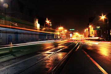noc, ruch drogowy, gród, droga, ulica, auta, lampki, iskra, auta, miejski, predkość, ruch,...
