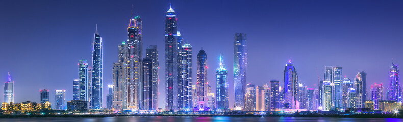 Fototapeta na wymiar Dubai Marina bay view from Palm Jumeirah, UAE