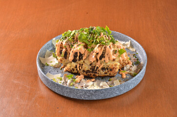 Grilled Cauliflower Mexican Food With Wooden Base