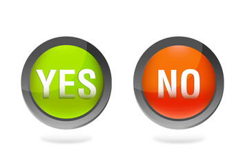 Symbols YES and NO button for vote, decision, choice icon. Stock vector