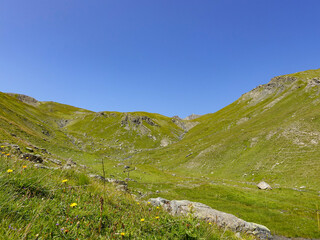 Fototapeta premium Mountain panorama of the Trois Evéchés between Lautaret and Galibier.