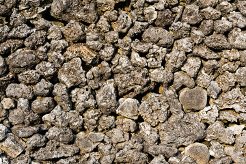 Close-up of the coral stone wall in Villages of Penghu, Taiwan.