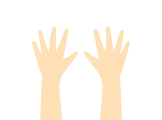 Human hands up isolated on white background.