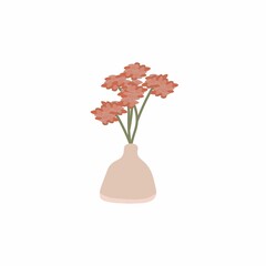 Obraz premium Wildflowers in vase. Modern interior decor. Cartoon vector illustration