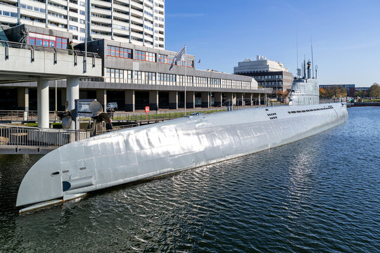 BREMERHAVEN, GERMANY - OCTOBER 28, 2021: Technical Museum Submarine WILHELM BAUER In The Museum Harbor Of Bremerhaven