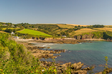 Talland Bay in Cornwall on a sunny summers day