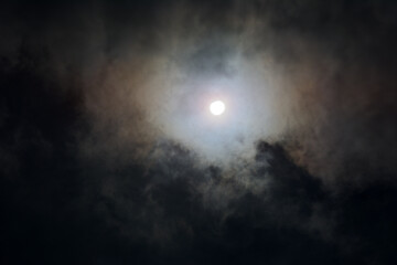 Partial solar eclipse with clouds