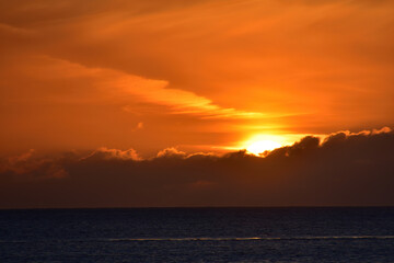 Sunset on the sea with clouds on the beach of Doniños in Ferrol