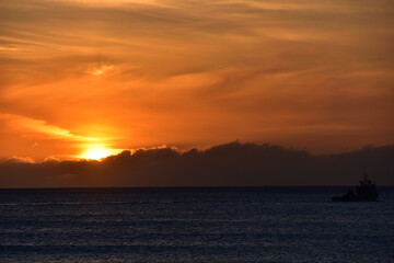 Sunset with clouds from Doniños beach in Ferrol