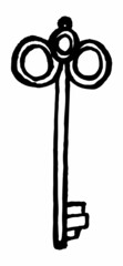 A vector illustration of a skeleton key to open any door. Skeleton Key Icon illustration. Vector vintage key for locking and unlocking doors