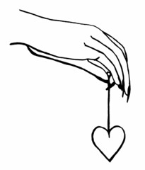 Sacred Witch and Mystical Symbols in Vector featuring hour glass, sun, heart, crystal, hand