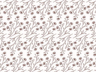 beautifull outline floral flower seamless pattern