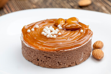 round tartlet made of cottage cheese cream