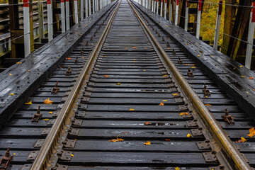 Railroad Trestle Crossing The New River at Thurmond, New River Gorge National Park, West Virginia, USA