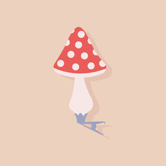 Christmas and New Year toy - fly agaric. Vector Christmas mushrooms.
