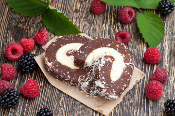 chocolate cake with creamy coconut filling