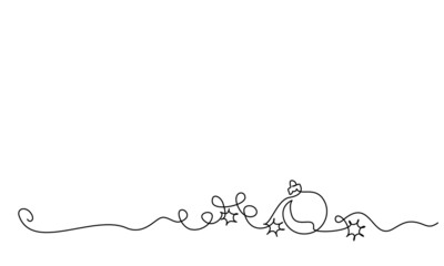 Merry Christmas decoration. Continuous one line drawing art