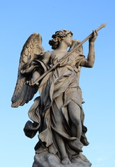 Angel with the Lance Statue on the Ponte Sant'Angelo Bridge in Rome, Italy