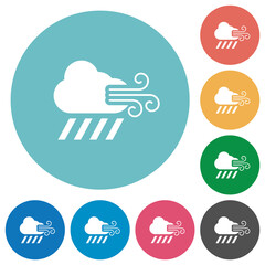 Obraz premium Windy and downpour weather flat round icons