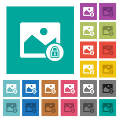 Locked image square flat multi colored icons