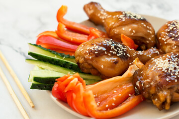 Chicken teriyaki, Japanese food. Asian cuisine.