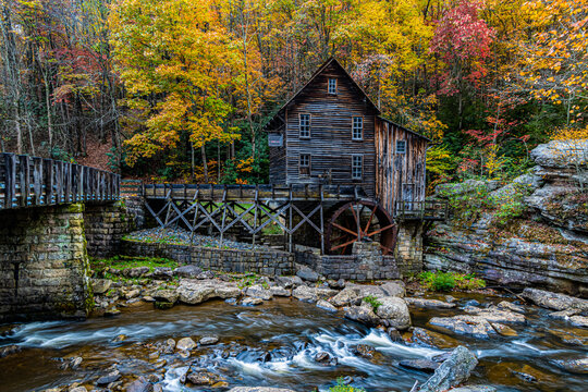The Glade Creek Grist Mill Above Glade Creek, Babcock State park, West Virginia, USA